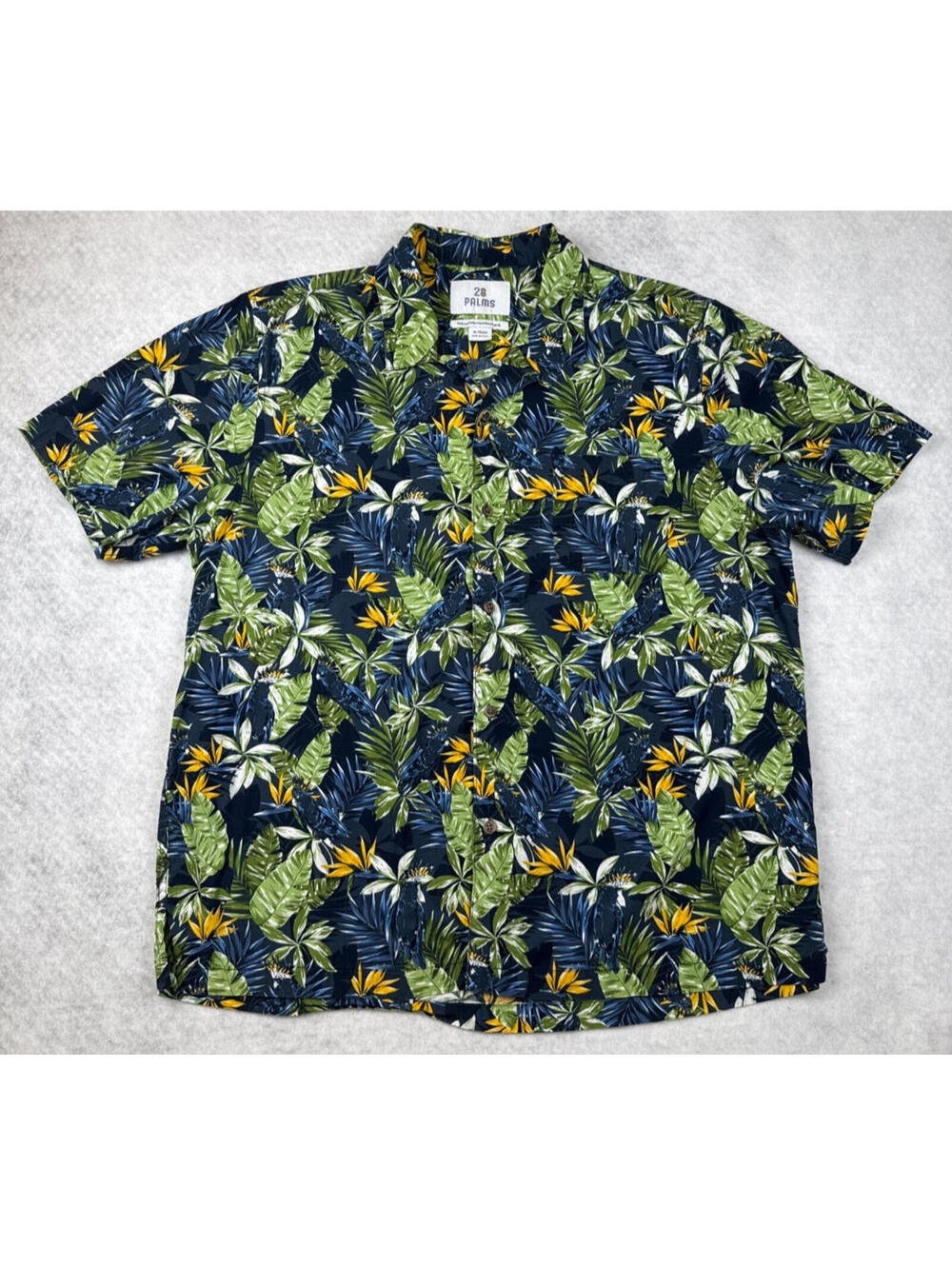 28‎ Palms Mens XL Navy Green Tropical Button Up Shirt
